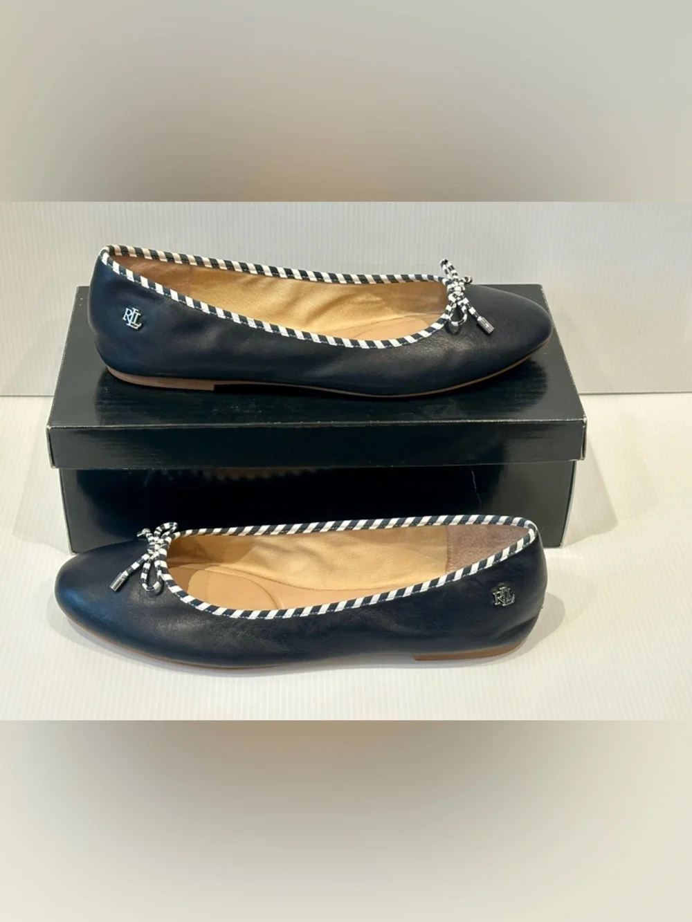 Ralph Lauren Jayna Flats in Navy Stripe-EUC! - Picture 4 of 8